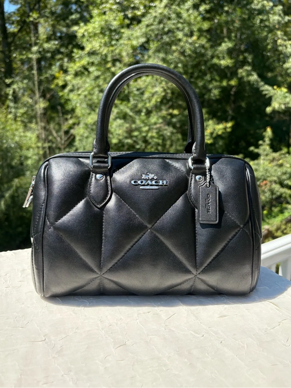 COACH Rowan Satchel Bag With Puffy Diamond Quilting CJ610
